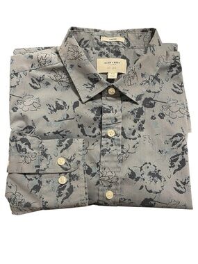 Julian & Mark Gray/Blue/Black Floral Slim Fit Stretch Button Up Shirt (M)